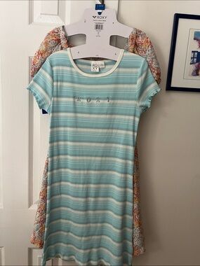 Roxy Girls' Light Blue Striped Dresses NWT